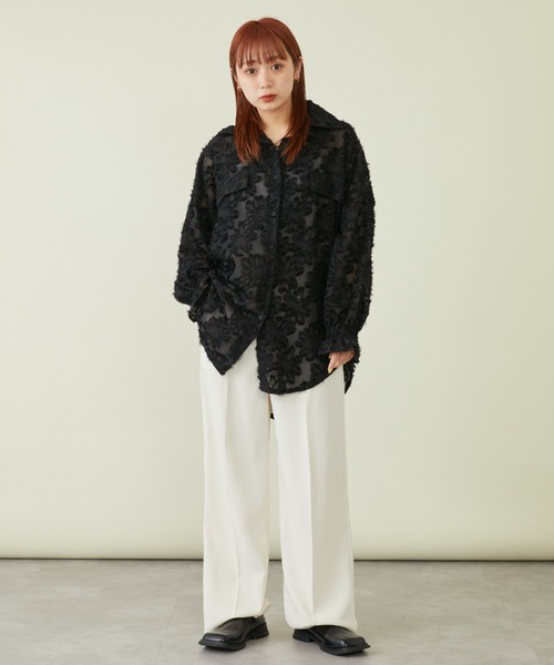 mebole(メボレ)の「フラワージャガードシャツ(シャツ/ブラウス・レディース・アイボリー/ブラック/ホワイト/ピンク・FREE)」の19枚目の写真
