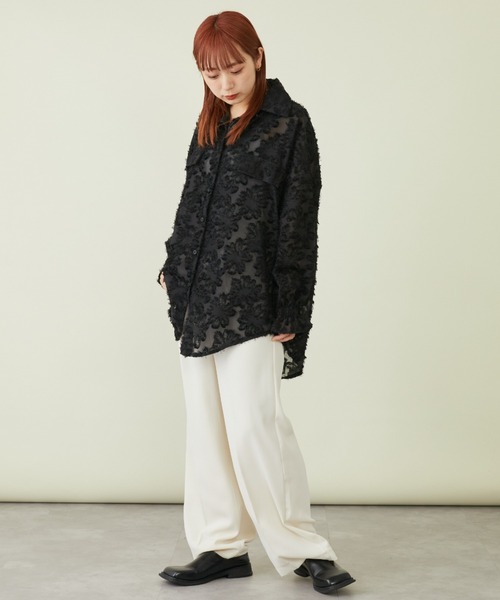mebole(メボレ)の「フラワージャガードシャツ(シャツ/ブラウス・レディース・アイボリー/ブラック/ホワイト/ピンク・FREE)」の17枚目の写真