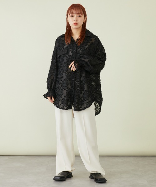 mebole(メボレ)の「フラワージャガードシャツ(シャツ/ブラウス・レディース・アイボリー/ブラック/ホワイト/ピンク・FREE)」の16枚目の写真