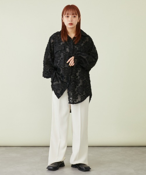mebole(メボレ)の「フラワージャガードシャツ(シャツ/ブラウス・レディース・アイボリー/ブラック/ホワイト/ピンク・FREE)」の18枚目の写真