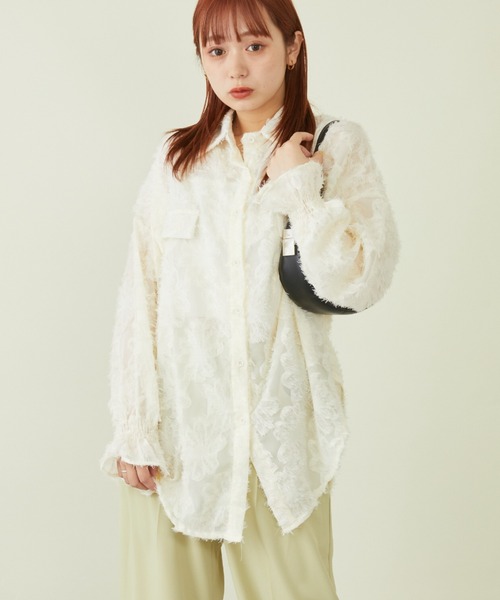 mebole(メボレ)の「フラワージャガードシャツ(シャツ/ブラウス・レディース・アイボリー/ブラック/ホワイト/ピンク・FREE)」の20枚目の写真