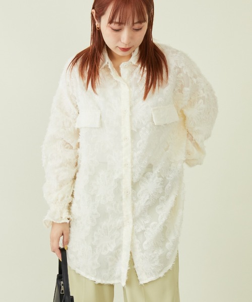 mebole(メボレ)の「フラワージャガードシャツ(シャツ/ブラウス・レディース・アイボリー/ブラック/ホワイト/ピンク・FREE)」の22枚目の写真