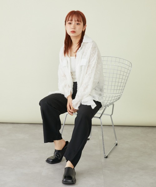 mebole(メボレ)の「フラワージャガードシャツ(シャツ/ブラウス・レディース・アイボリー/ブラック/ホワイト/ピンク・FREE)」の7枚目の写真