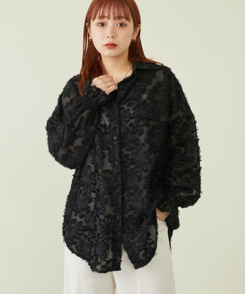 mebole(メボレ)の「フラワージャガードシャツ(シャツ/ブラウス・レディース・アイボリー/ブラック/ホワイト/ピンク・FREE)」の10枚目の写真