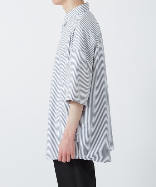 【NULL】接触冷感速乾ストライプ半袖シャツ