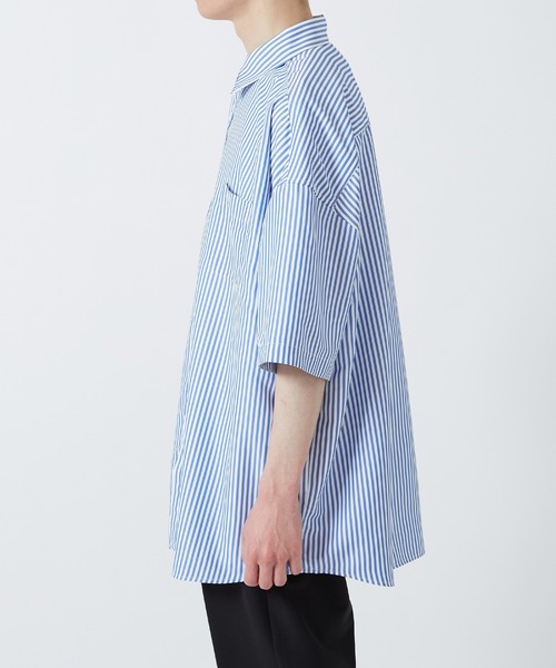 【NULL】接触冷感速乾ストライプ半袖シャツ