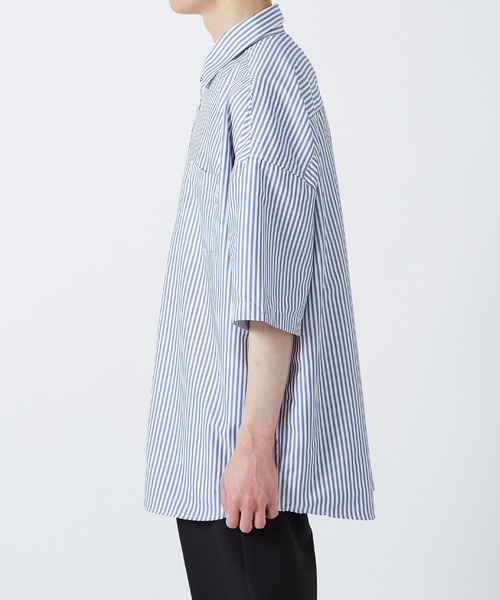 【NULL】接触冷感速乾ストライプ半袖シャツ