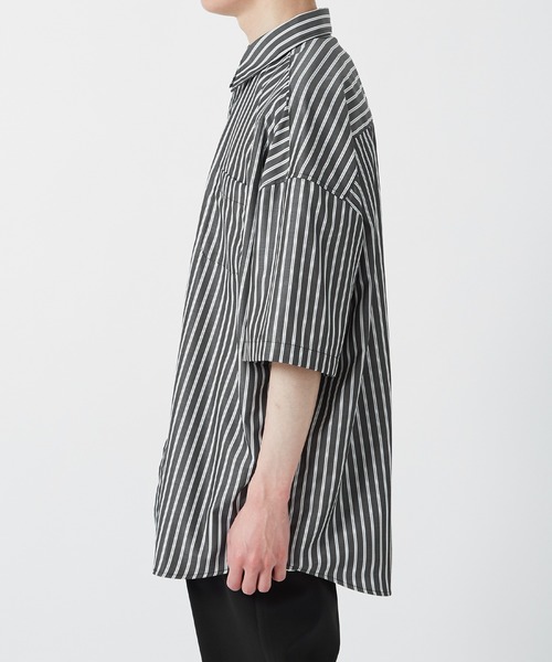 NULL（ヌル）の「【NULL】接触冷感 速乾 ストライプ 半袖シャツ（シャツ/ブラウス・メンズ・ブラック/サックスブルー/グレー/ライトブルー/ブルー/ブラック系・X-LARGE/MEDIUM/LARGE/SMALL）」の8枚目の写真