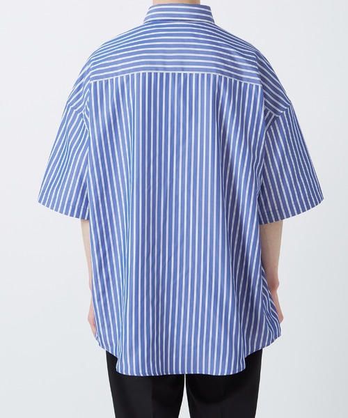 【大日堂】CHANEL★シャネル★ブルー　ストライプ　半袖シャツ　ブラウス★P24930V15491　05C　サイズ50【クリーニング済】 シャネル CHANEL ココマーク ストライプ ブラウス 長袖シャツ ブルー