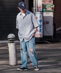 NULL（ヌル）の「【NULL】接触冷感 速乾 ストライプ 半袖シャツ（シャツ/ブラウス）」