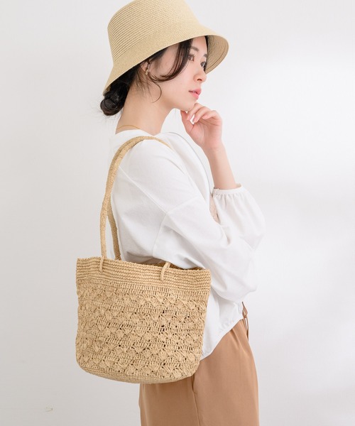KATHARINE ROSS（キャサリンロス）の「【KATHARINE ROSS】IVAHONA LOTUS VIKO トートバッグ（かごバッグ・レディース・ライトブラウン/アイボリー・MEDIUM）」の5枚目の写真