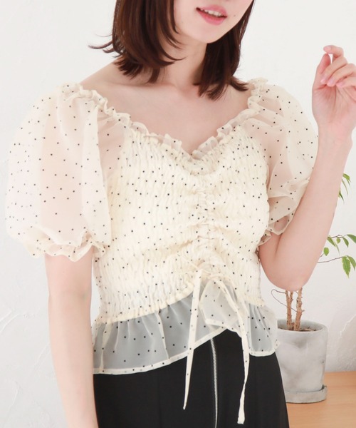 archives（アルシーヴ）の「ドロストシャーリンングフロッキーブラウス（シャツ/ブラウス・レディース・アイボリー/ブラック/グレー・MEDIUM）」の2枚目の写真