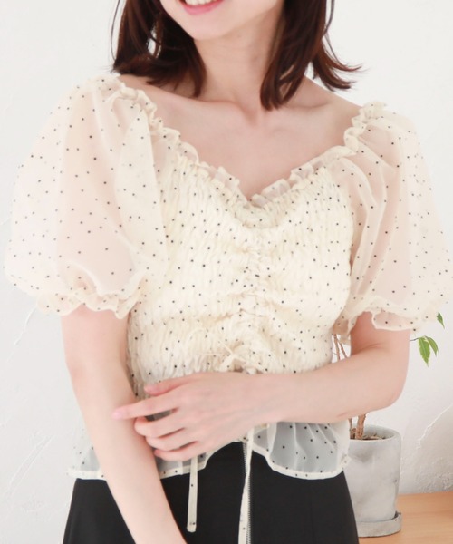 archives（アルシーヴ）の「ドロストシャーリンングフロッキーブラウス（シャツ/ブラウス・レディース・アイボリー/ブラック/グレー・MEDIUM）」の4枚目の写真