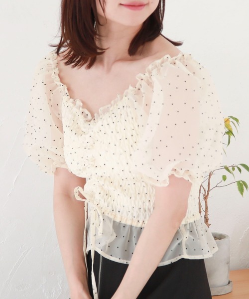 archives（アルシーヴ）の「ドロストシャーリンングフロッキーブラウス（シャツ/ブラウス・レディース・アイボリー/ブラック/グレー・MEDIUM）」の6枚目の写真