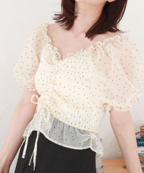 archives（アルシーヴ）の「ドロストシャーリンングフロッキーブラウス（シャツ/ブラウス・レディース・アイボリー/ブラック/グレー・MEDIUM）」の7枚目の写真