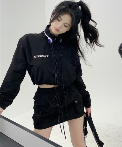 SHEENA（シーナ）の「セットアップ【バックロゴブルゾン×ミニスカートSET】（セットアップ・レディース・ブラック・M）」の2枚目の写真