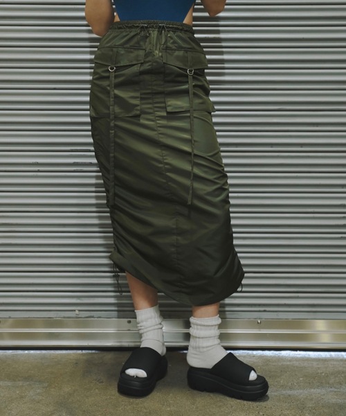 GAB GAB(ガブガブ)の「ナイロンロングスカート(スカート・レディース・カーキ/チャコールグレー・FREE)」の22枚目の写真