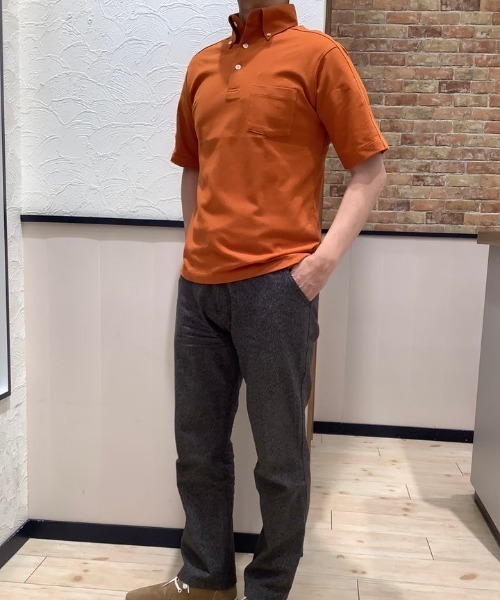 Pitta Re:)(ピッタリ)の「ビズポロ ボタンダウン ラグランデザイン半袖ビジネスポロシャツ(ポロシャツ・メンズ・オレンジ・S/M/L/LL)」の6枚目の写真