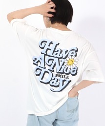 SMILEY FACE（スマイリーフェイス）ビッグシルエット ストリートバックプリントTシャツ/半袖 メンズ レディース