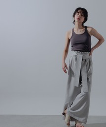 ウエストベルトハイウエストワイドパンツ