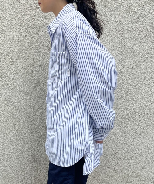 BROKEN BASE(ブロークンベース)の「ワンポイントタグストライプシャツ(シャツ/ブラウス・メンズ・ブルー/オフホワイト・MEDIUM/LARGE)」の22枚目の写真
