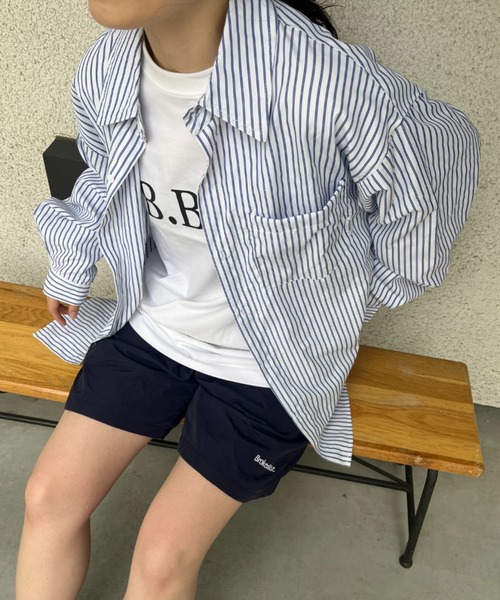 BROKEN BASE(ブロークンベース)の「ワンポイントタグストライプシャツ(シャツ/ブラウス・メンズ・ブルー/オフホワイト・MEDIUM/LARGE)」の18枚目の写真