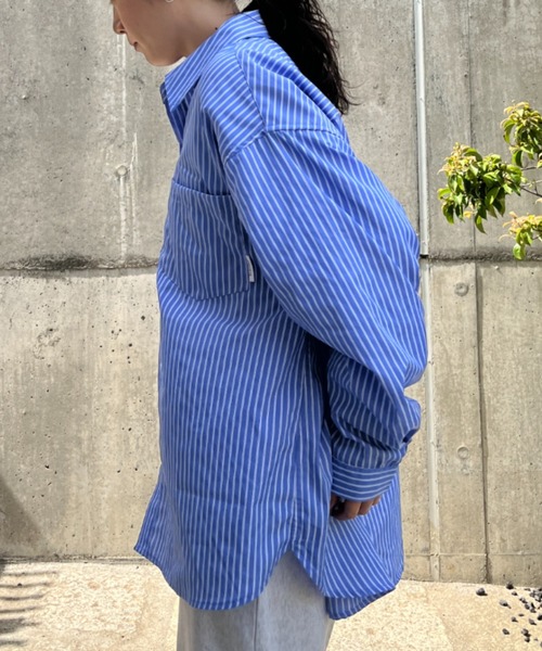 BROKEN BASE(ブロークンベース)の「ワンポイントタグストライプシャツ(シャツ/ブラウス・メンズ・ブルー/オフホワイト・MEDIUM/LARGE)」の11枚目の写真