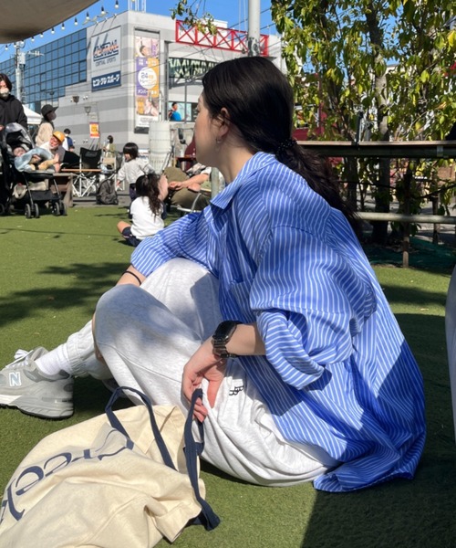 BROKEN BASE(ブロークンベース)の「ワンポイントタグストライプシャツ(シャツ/ブラウス・メンズ・ブルー/オフホワイト・MEDIUM/LARGE)」の7枚目の写真