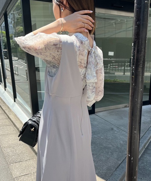 セール❣️29日迄 アナスイ　チュニックワンピース　スカーフ付き ふわりと広がるシアーなスカーフ柄チュニック（チュニック