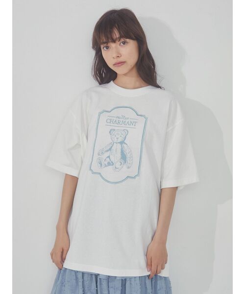 merry jenny（メリージェニー）の「une peluche tee（Tシャツ/カットソー・レディース・オフホワイト/ブルー/チャコールグレー・FREE）」の5枚目の写真