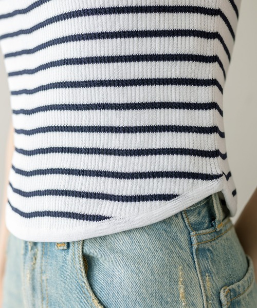 mystic(ミスティック)の「ウェーブネックボーダータンクトップ(タンクトップ・レディース・ネイビー/オフホワイト/ベージュ・FREE)」の18枚目の写真