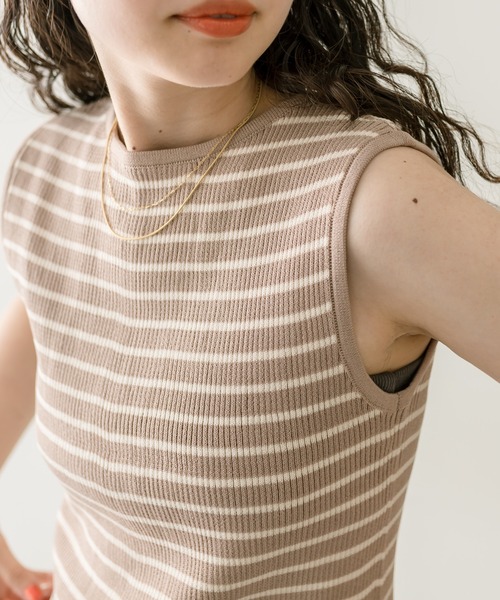 mystic(ミスティック)の「ウェーブネックボーダータンクトップ(タンクトップ・レディース・ネイビー/オフホワイト/ベージュ・FREE)」の20枚目の写真