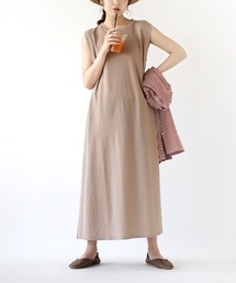 接触冷感 ショルダータック バックフレアワンピース