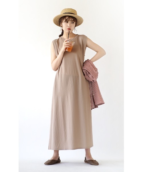 e-zakkamania stores（イーザッカマニアストアーズ）の「接触冷感 ショルダータック バックフレアワンピース（ワンピース・レディース・ブラック/グリーン/グレイッシュベージュ/ブルー・M）」の9枚目の写真