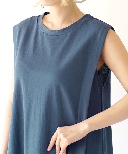 e-zakkamania stores（イーザッカマニアストアーズ）の「接触冷感 ショルダータック バックフレアワンピース（ワンピース・レディース・ブラック/グリーン/グレイッシュベージュ/ブルー・M）」の12枚目の写真