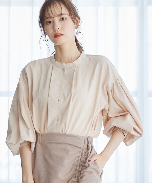 miclat（ミクラ）の「大きいサイズ　ボリュームスリーブシャツ　miclat（シャツ/ブラウス・レディース・ベージュ/ラベンダー・4L/L/5L/LL/3L）」の4枚目の写真