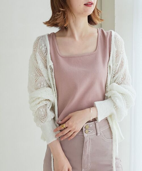 MAJESTIC LEGON(マジェスティックレゴン)の「フロントリボン透かしカーディガン(カーディガン/ボレロ・レディース・ライトグリーン/ピンク/アイボリー・MEDIUM)」の19枚目の写真