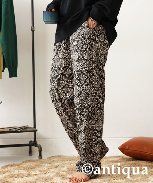 antiqua（アンティカ）の「綿100%ダマスク柄ルームウェア（ルームウェア/パジャマ・レディース・ブラック・FREE）」の2枚目の写真