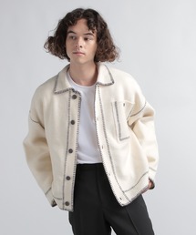 HARE | ブランケットステッチシャツニット(HARE)(ニット/セーター)