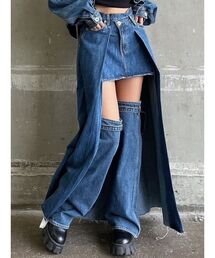 GYDA | 【倖田來未コラボ】OVERLAP EMBOSSロングデニムスカートライクショートパンツ(デニムスカート)