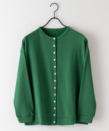 【FORTPOINT/フォートポイント】個性的なボタンが技あり　さらっと羽織れる 　裏毛カーディガン　ドロップショルダー　ビッグシルエット