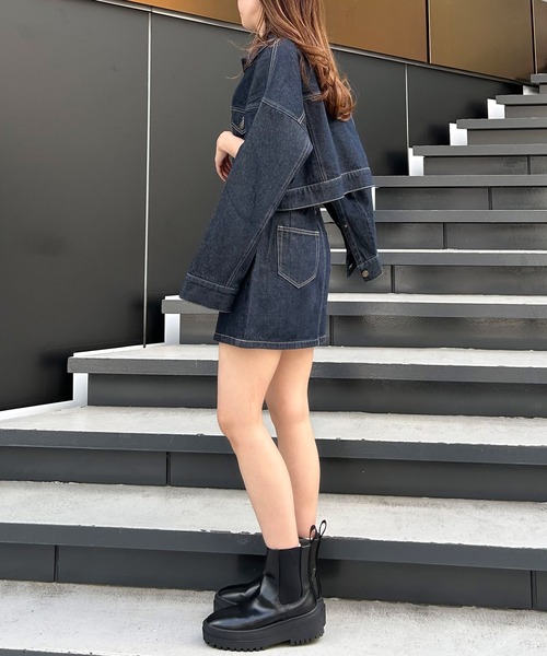 INGNI(イング)の「デニム台形スカート(セットアップ対応)(デニムスカート・レディース・グレー/インディゴブルー・FREE)」の5枚目の写真