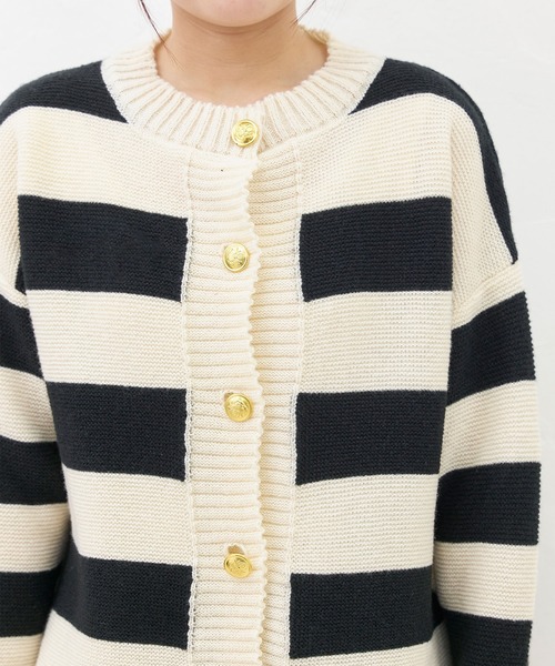 titty＆Co. PETIT（ティティアンドコープティ）の「【titty&Co.PETIT 】ボーダーニットボタンカーディガン（カーディガン/ボレロ・レディース・ブラック・FREE）」の12枚目の写真