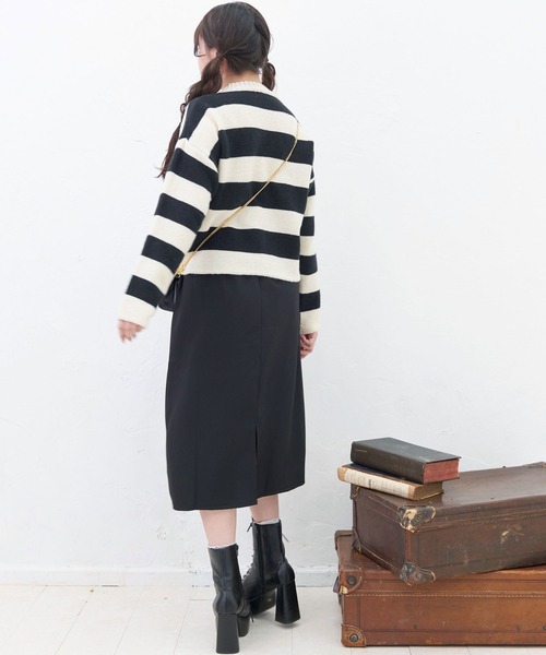 titty＆Co. PETIT（ティティアンドコープティ）の「【titty&Co.PETIT 】ボーダーニットボタンカーディガン（カーディガン/ボレロ・レディース・ブラック・FREE）」の8枚目の写真