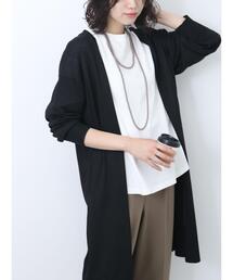 Samansa Mos2 blue | ハイゲージロングトッパーカーディガン(カーディガン/ボレロ)