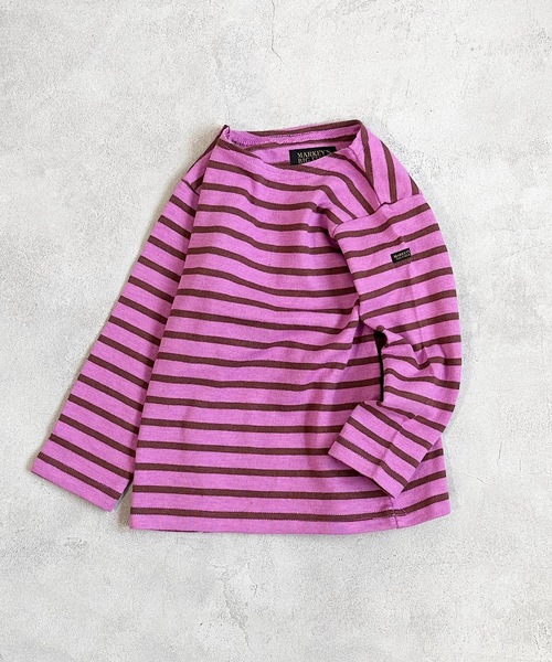 BIG FIELD（ビッグフィールド）の「ボーダーボートネックロンT（80～150cm）（Tシャツ/カットソー・キッズ・ブラック/イエロー/ブルー系その他/ブルー/グリーン/ピンク・80/90/95/100/110/120/130/140/150）」の6枚目の写真