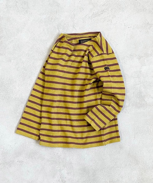 BIG FIELD（ビッグフィールド）の「ボーダーボートネックロンT（80～150cm）（Tシャツ/カットソー・キッズ・ブラック/イエロー/ブルー系その他/ブルー/グリーン/ピンク・80/90/95/100/110/120/130/140/150）」の5枚目の写真