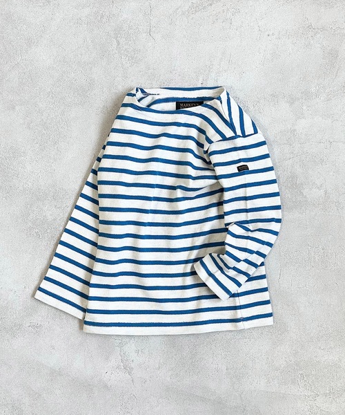 BIG FIELD（ビッグフィールド）の「ボーダーボートネックロンT（80～150cm）（Tシャツ/カットソー・キッズ・ブラック/イエロー/ブルー系その他/ブルー/グリーン/ピンク・80/90/95/100/110/120/130/140/150）」の4枚目の写真