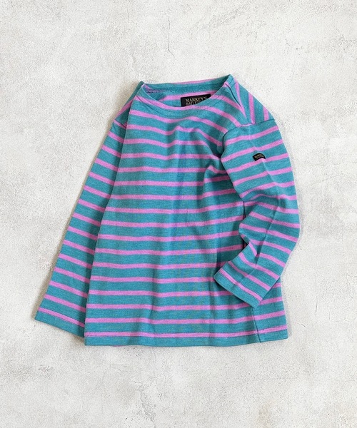 BIG FIELD（ビッグフィールド）の「ボーダーボートネックロンT（80～150cm）（Tシャツ/カットソー・キッズ・ブラック/イエロー/ブルー系その他/ブルー/グリーン/ピンク・80/90/95/100/110/120/130/140/150）」の3枚目の写真