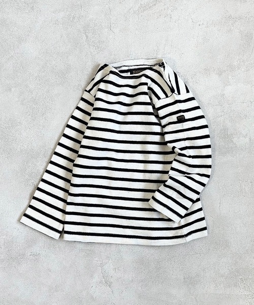 BIG FIELD（ビッグフィールド）の「ボーダーボートネックロンT（80～150cm）（Tシャツ/カットソー・キッズ・ブラック/イエロー/ブルー系その他/ブルー/グリーン/ピンク・80/90/95/100/110/120/130/140/150）」の2枚目の写真